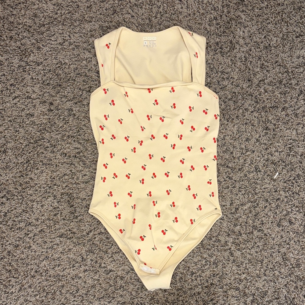 Women’s Cream Cherry Print Bodysuit